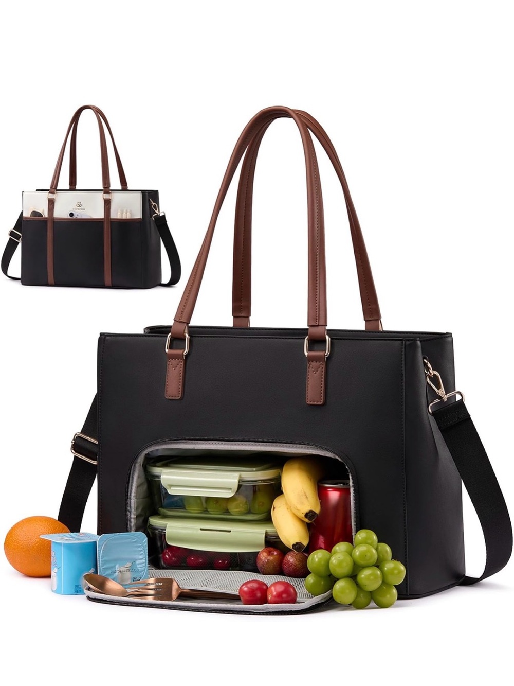 Black and Brown Insulated Women’s Tote Bag - LOVEVOOK